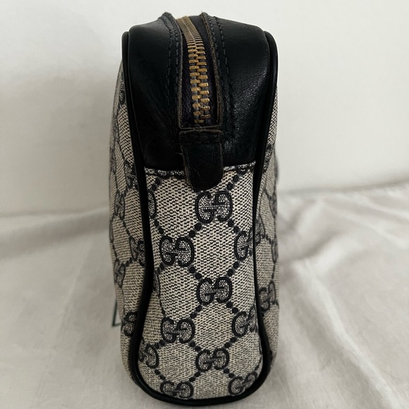 Gucci Web Stripe Cosmetic Pouch Blue Unbrand Strap D-rings Vintage 1970s-1984 - Picture 11 of 17